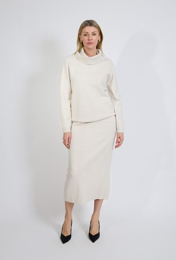 Sweter damski beżowy z golfem elegancki