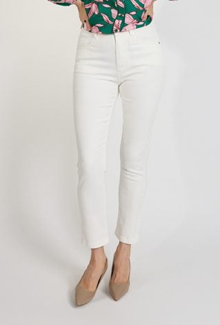 Spodnie damskie ecru eleganckie dopasowane cygaretki