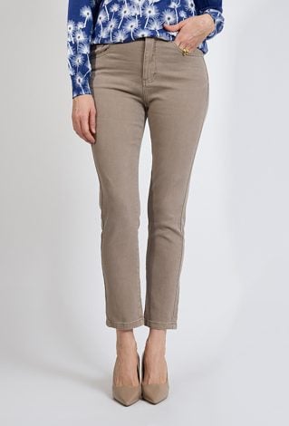 Beżowe spodnie damskie slim