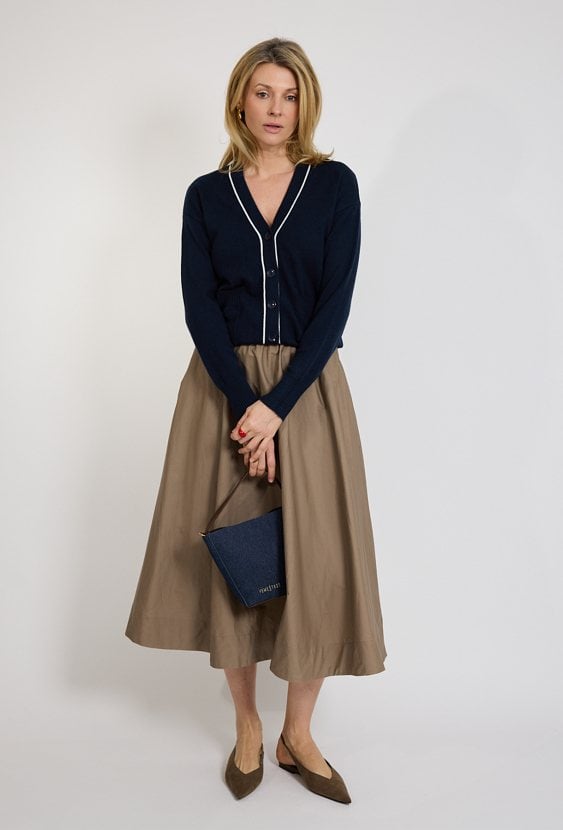 Granatowy kardigan damski zapinany