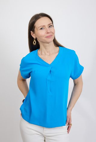 Niebieska bluzka damska z dekoltem V