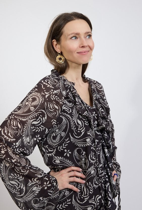 Bluzka damska w paisley z falbaną