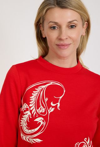 Bluza damska czerwona z nadrukiem