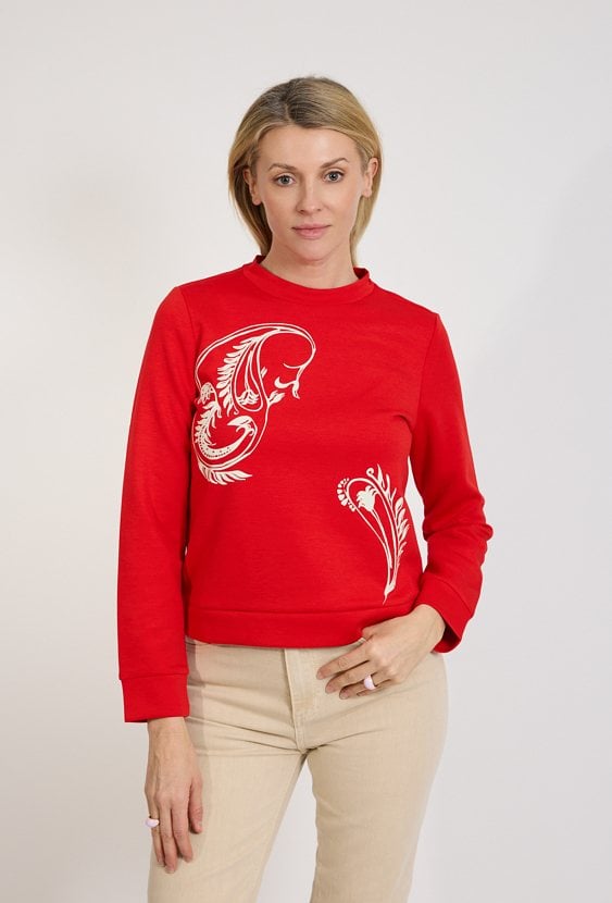 Bluza damska czerwona z nadrukiem