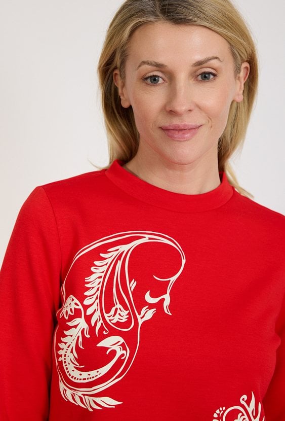 Bluza damska czerwona z nadrukiem
