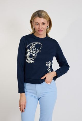 Bluza damska granatowa z nadrukiem