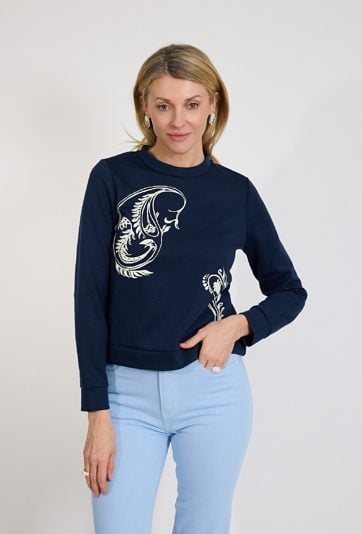 Bluza damska granatowa z nadrukiem