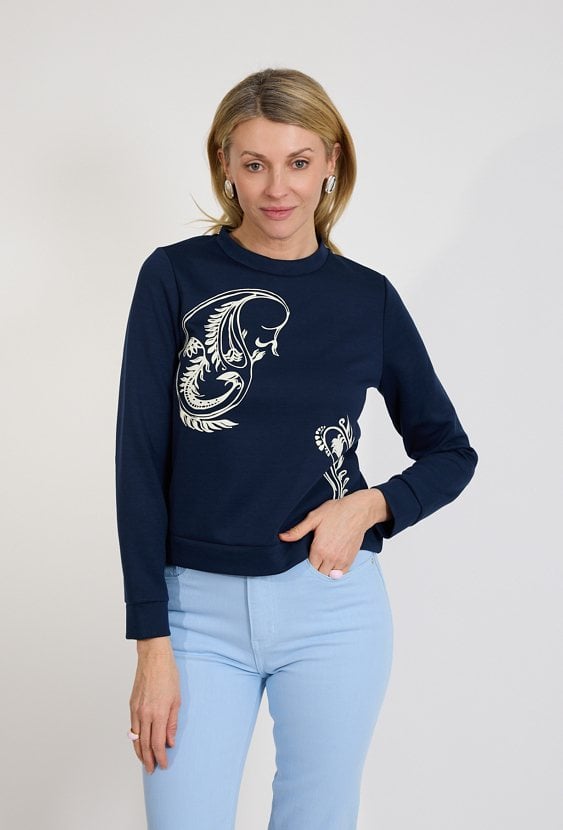 Bluza damska granatowa z nadrukiem