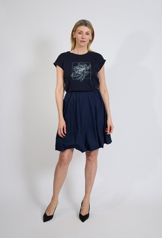 Granatowa koszulka damska z nadrukiem