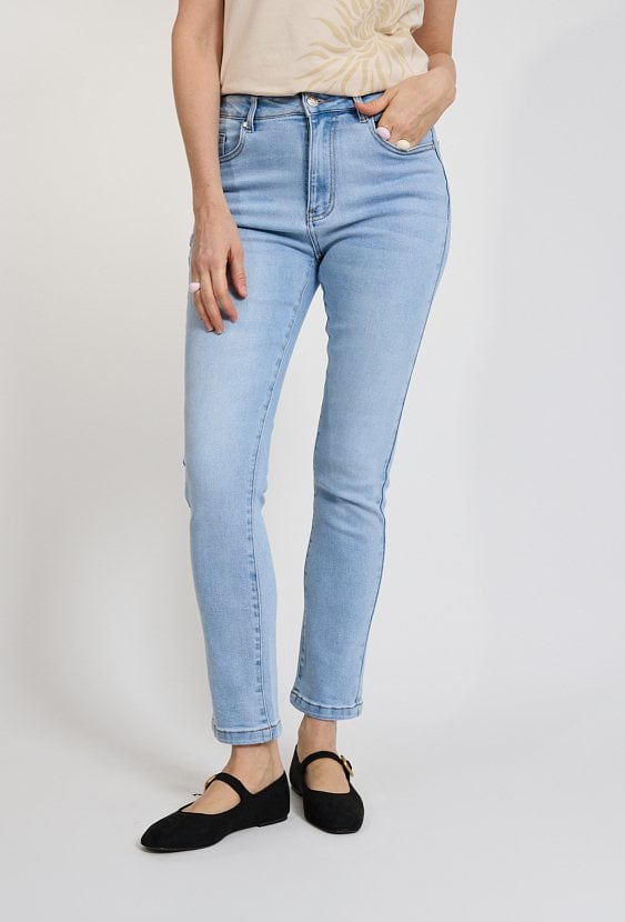 Jeansy damskie slim fit jasny denim