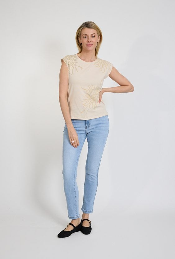Jeansy damskie slim fit jasny denim