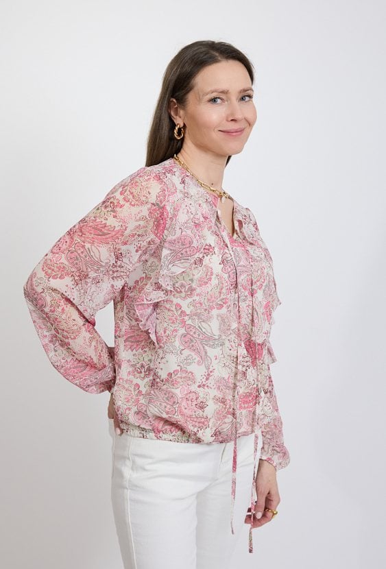 Różowa bluzka damska w paisley