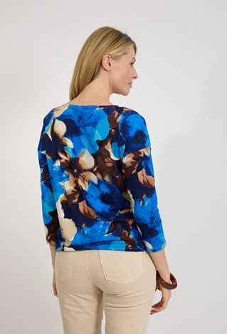 Bluzka damska w kwiaty niebieskie