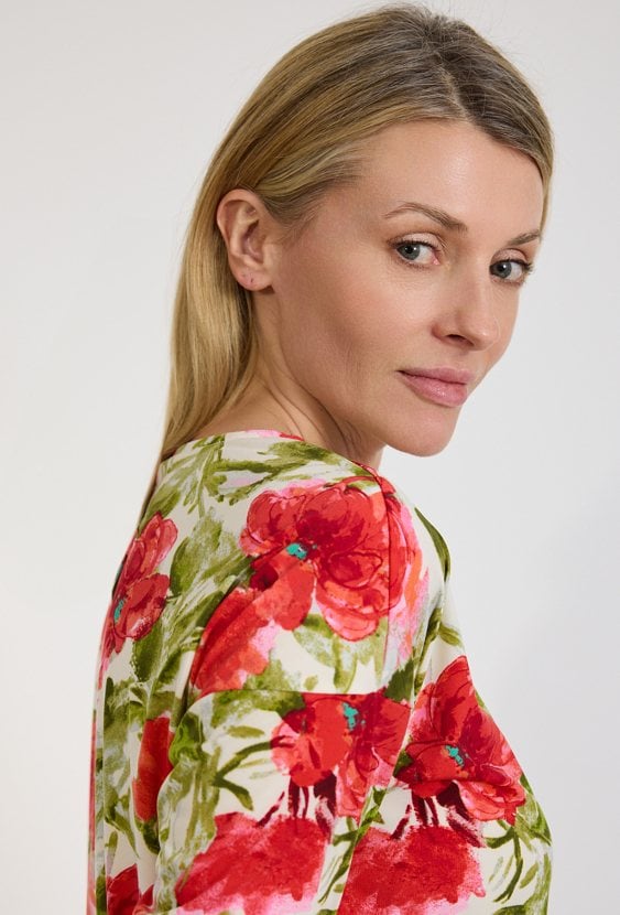 Bluzka damska w kwiaty czerwone