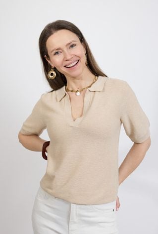 Beżowy sweter damski polo