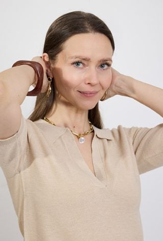 Beżowy sweter damski polo