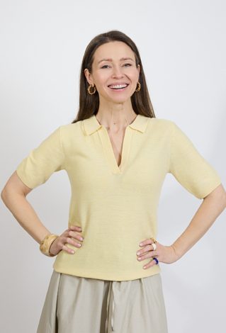 Żółty sweter damski polo