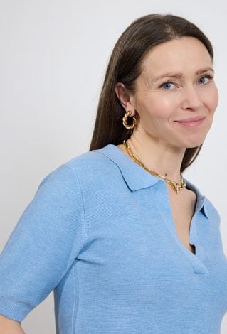 Niebieski sweter damski polo