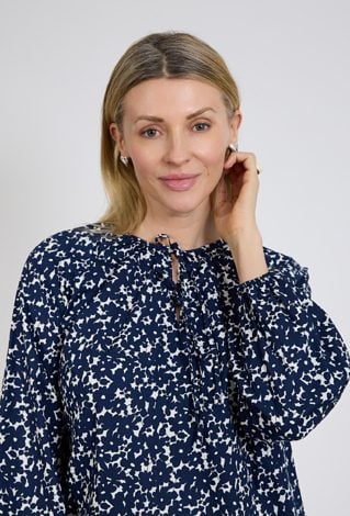 Granatowa bluzka damska w print z długim rękawem